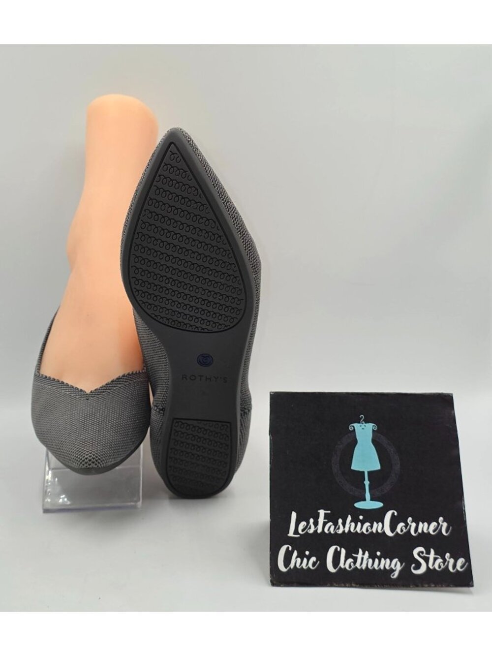 Rothys Women's Gray  Blue Pointed-Toe Comfortable Flats Shoes Size 7 3838 - Picture 3 of 16